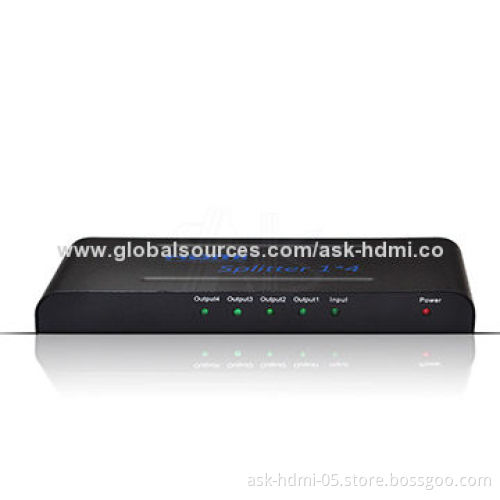 4-port HDMI Splitter, HDMI V1.4, 1 X HDMI/F Input to 2X HDMI/F, 4K